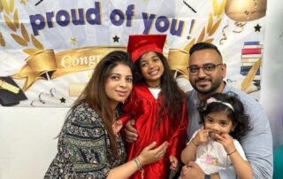 families celebrating graduation