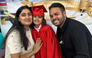 families celebrating nursery graduation day