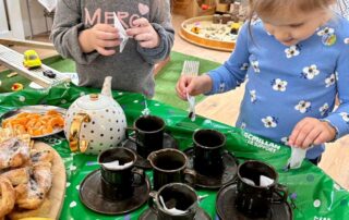 nursery children making coffee
