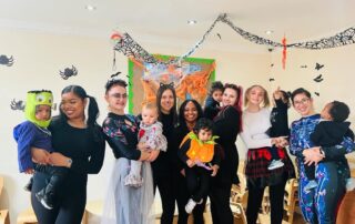 staff and children celebrating halloween at uxbridge\