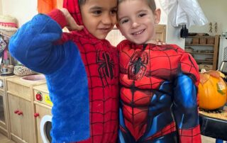 two spidermen at halloween